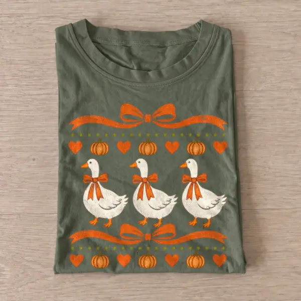 Bow tied autumn geese t shirt olive20bow tied autumn geese.webp