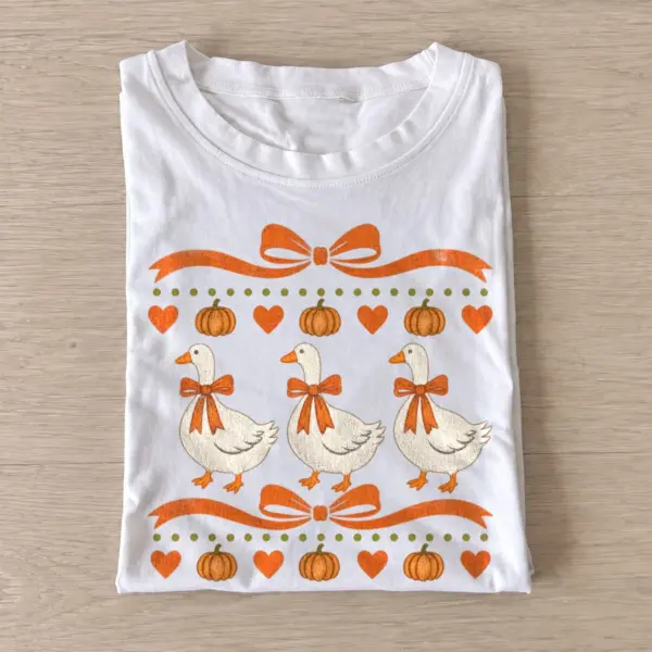 Bow tied autumn geese t shirt white20bow tied autumn geese.webp