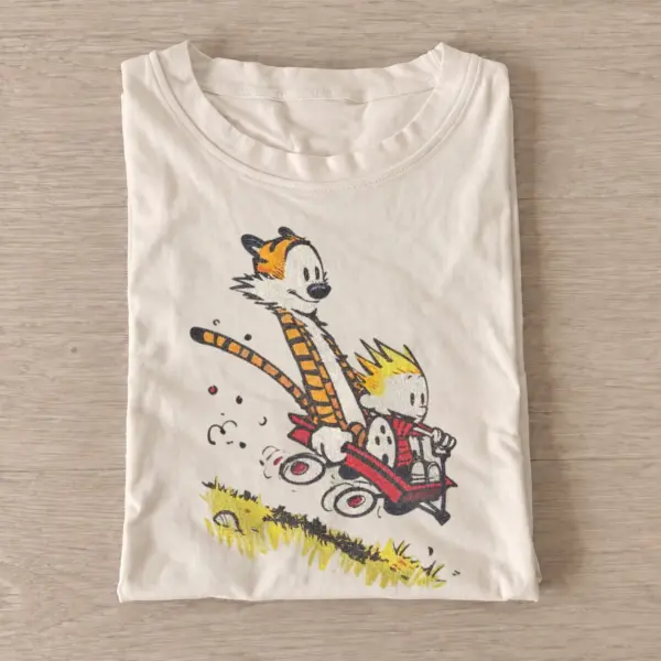 Boy and tiger wagon t shirt sand20boy and tiger wagon.webp