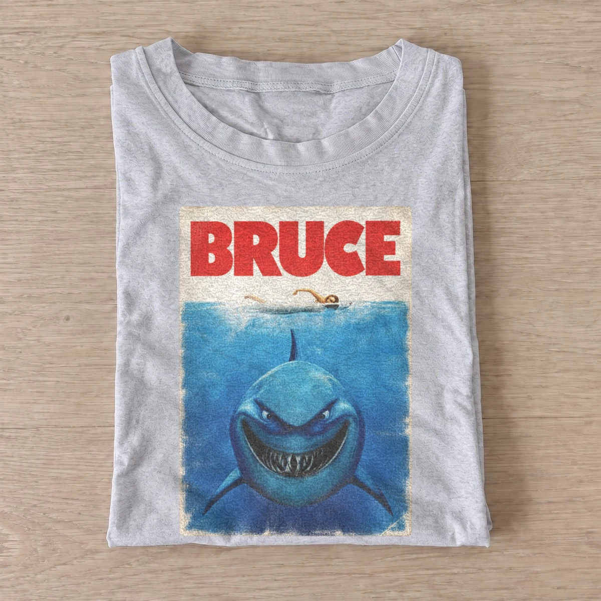 Bruce grinning shark graphic t shirt gray20grinning shark.webp