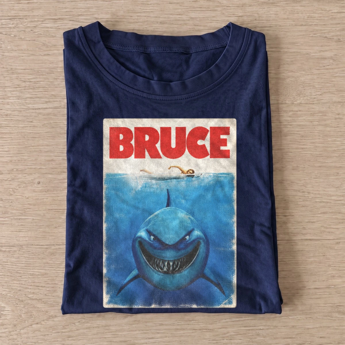 Bruce grinning shark graphic t shirt navy20grinning shark.webp