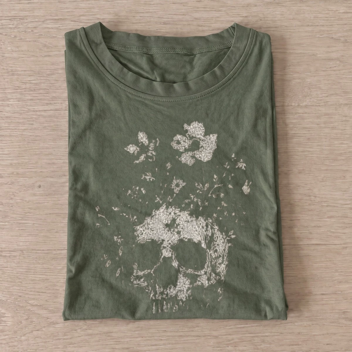 Butterfly skull graphic t shirt olive20butterfly skull.webp