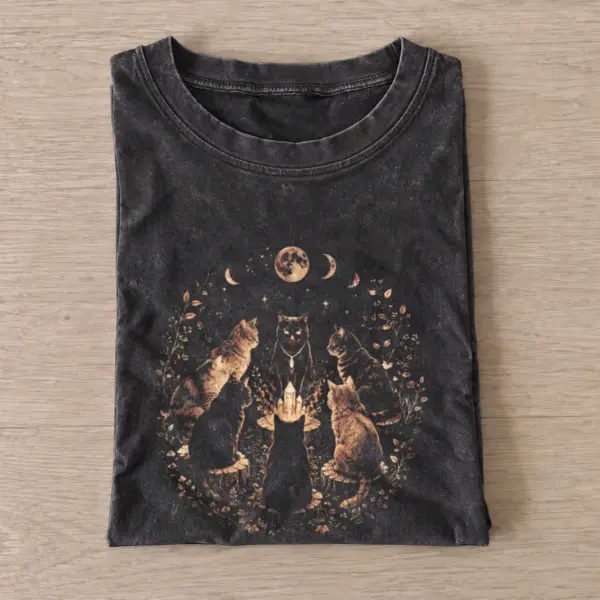 Candlelit cat coven vintage t shirt washed20black20candlelit cat coven.webp