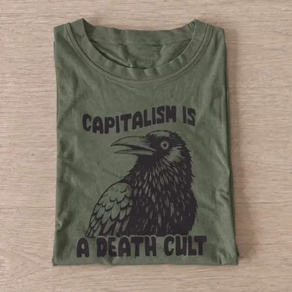 Capitalism crow slogan t shirt olive20capitalism crow slogan.webp
