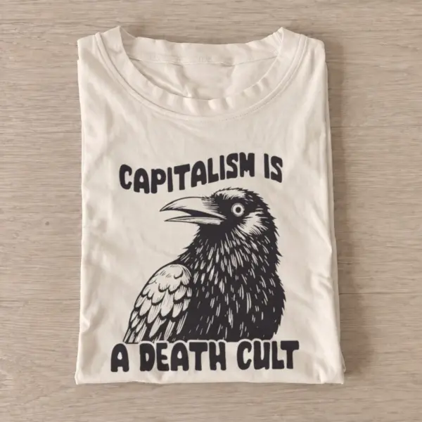 Capitalism crow slogan t shirt sand20capitalism crow slogan.webp