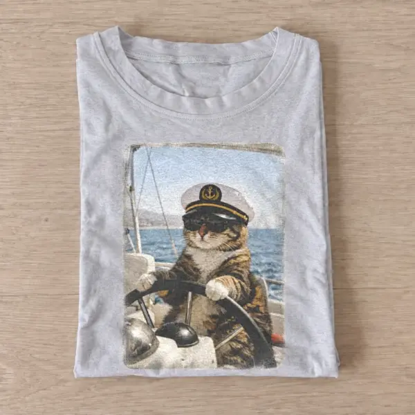 Captain cat sailing graphic t shirt gray20captain cat.webp
