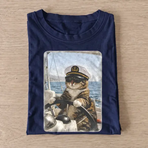 Captain cat sailing graphic t shirt navy20captain cat.webp