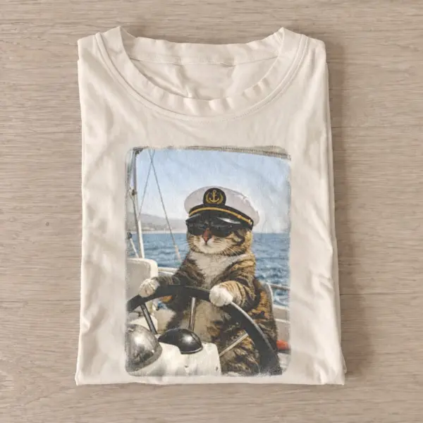 Captain cat sailing graphic t shirt sand20captain cat.webp