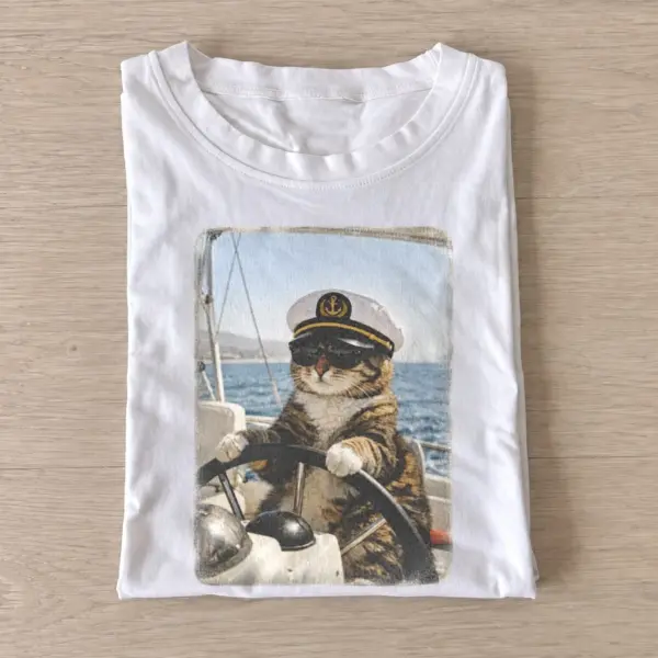 Captain cat sailing graphic t shirt white20captain cat.webp