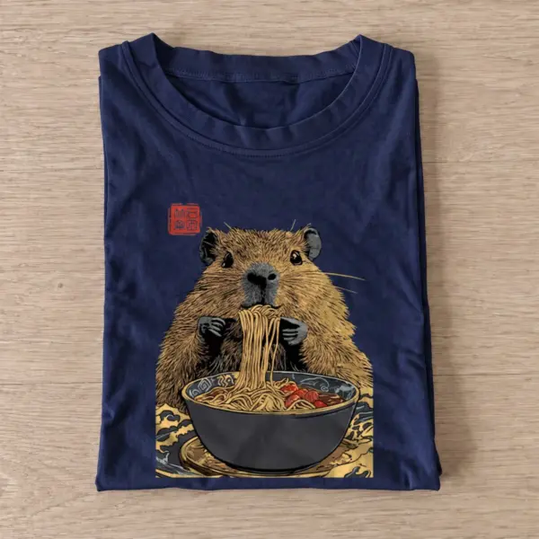 Capybara ramen bowl t shirt navy20capybara ramen bowl.webp
