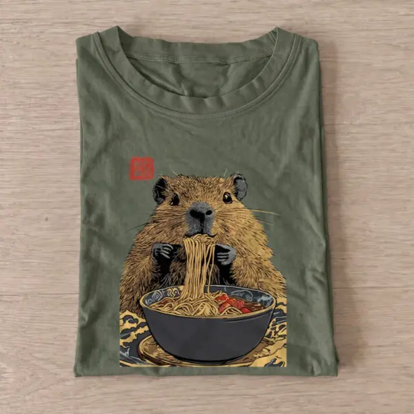 Capybara ramen bowl t shirt olive20capybara ramen bowl.webp