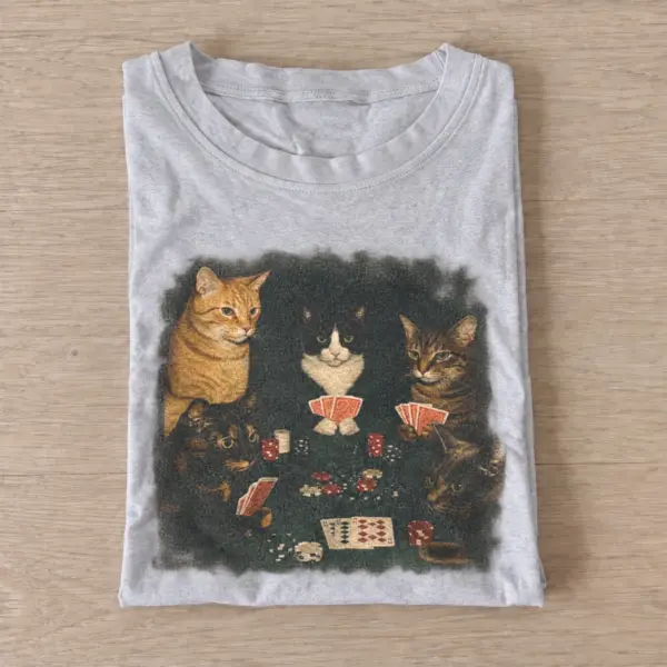 Card game cat trio t shirt gray20card game cat trio.webp