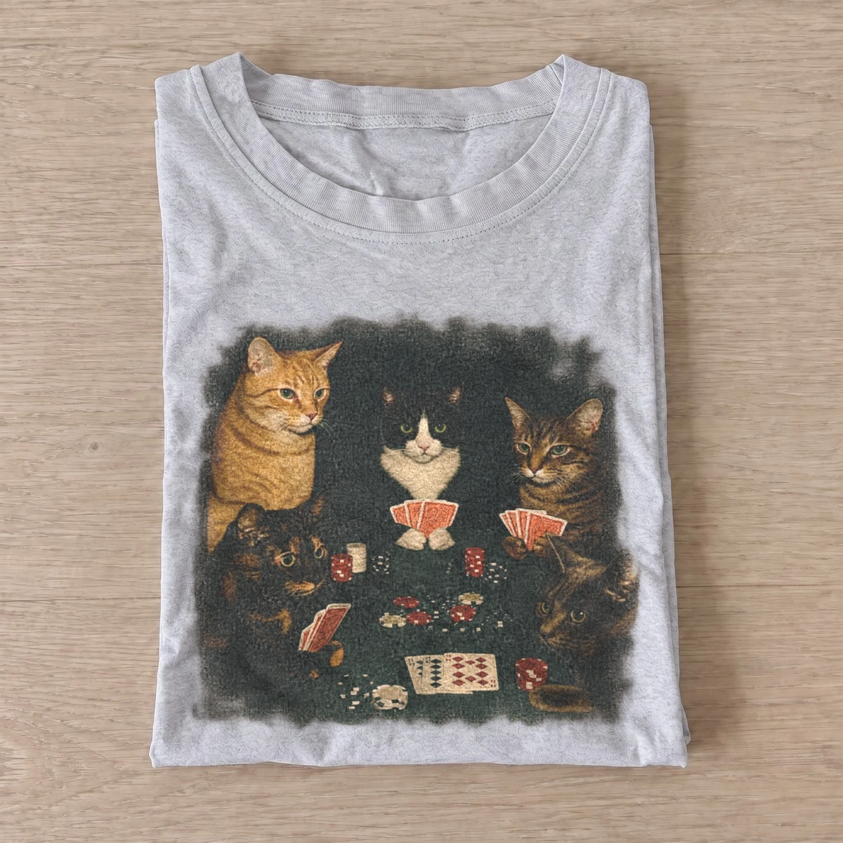 Card game cat trio t shirt gray20card game cat trio.webp