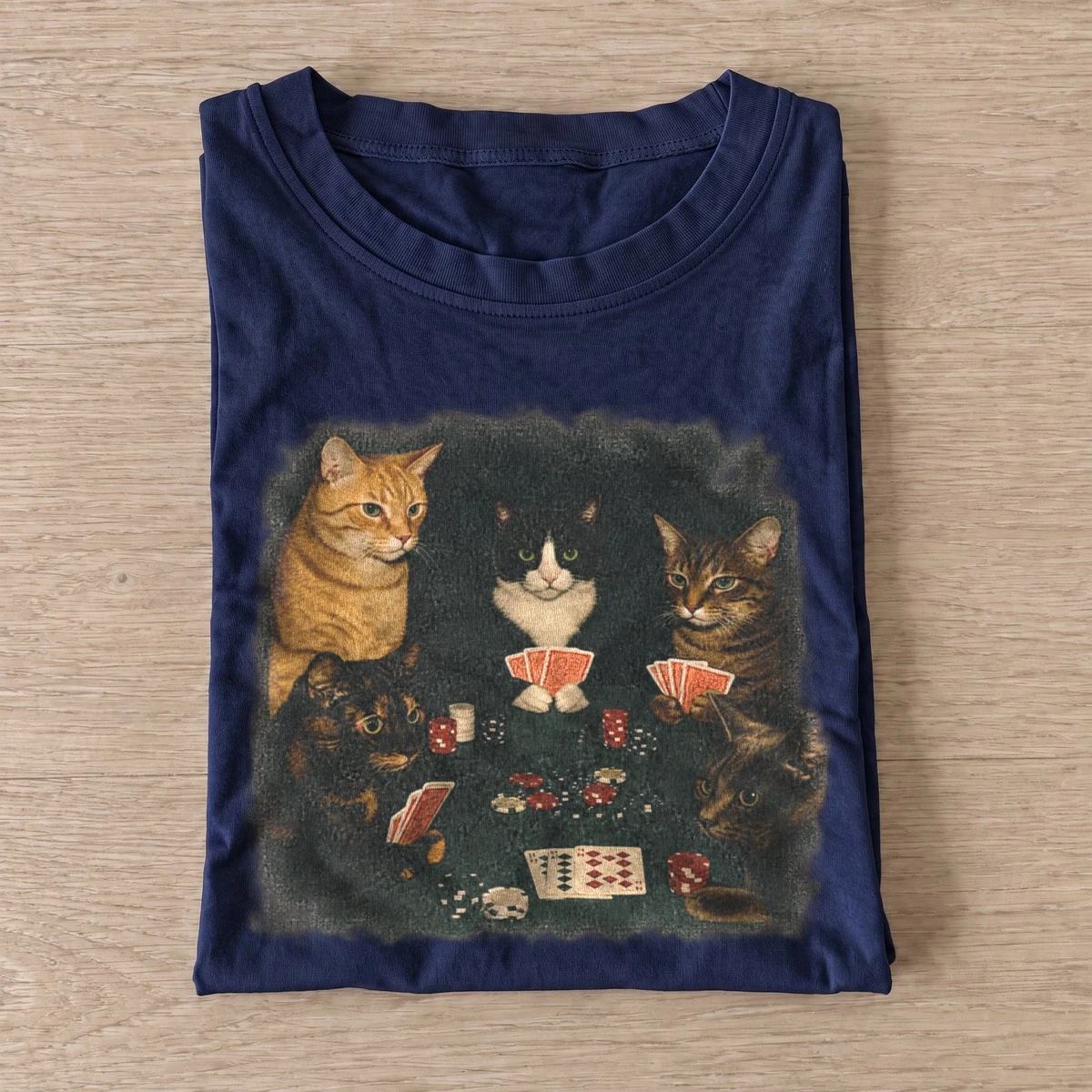 Card game cat trio t shirt navy20card game cat trio.webp