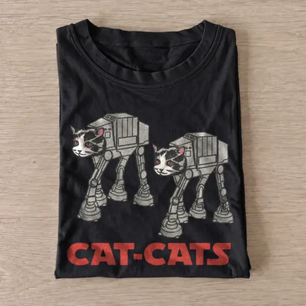 Cat cats robot walker graphic t shirt black20robot walker cats.webp