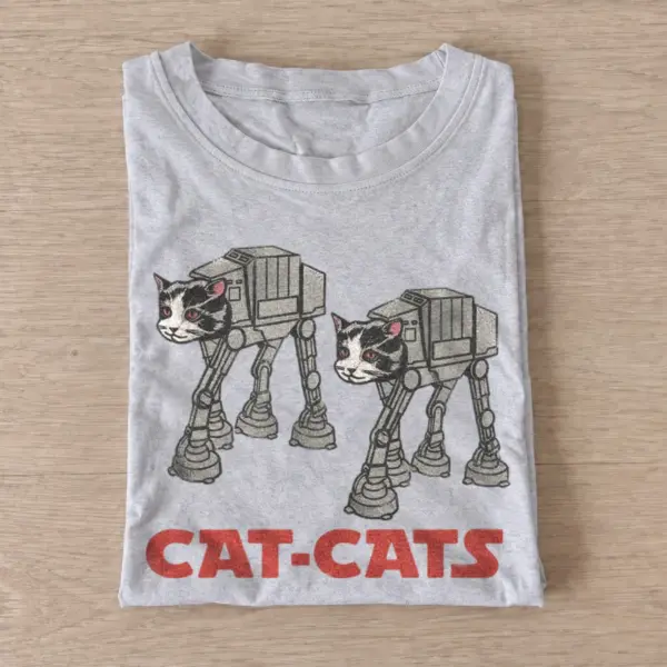 Cat cats robot walker graphic t shirt gray20robot walker cats.webp