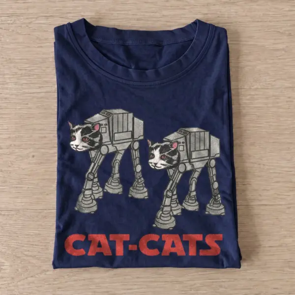 Cat cats robot walker graphic t shirt navy20robot walker cats.webp