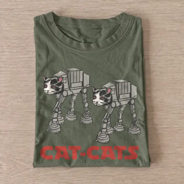 Cat cats robot walker graphic t shirt olive20robot walker cats.webp