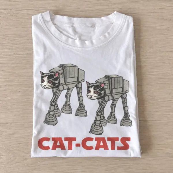 Cat cats robot walker graphic t shirt white20robot walker cats.webp