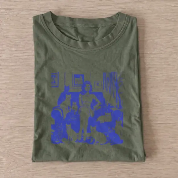 Cat lady lounge t shirt olive20cat lady lounge.webp