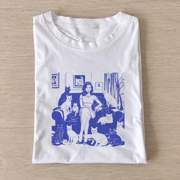 Cat lady lounge t shirt white20cat lady lounge.webp