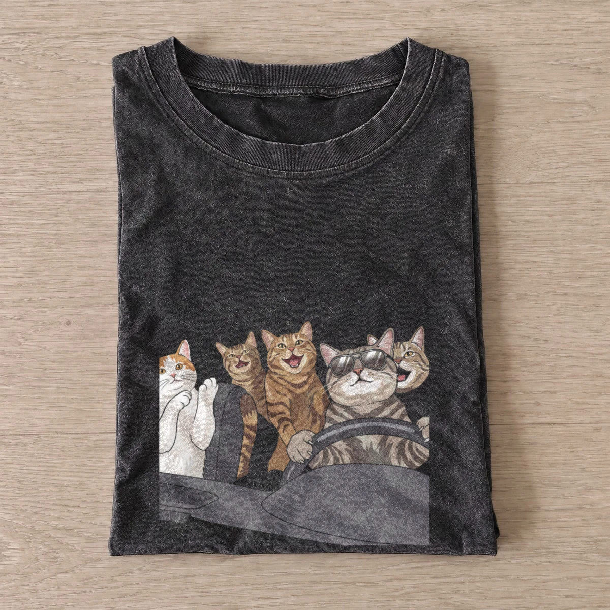 Cat road trip vintage t shirt washed20black20cat road trip.webp