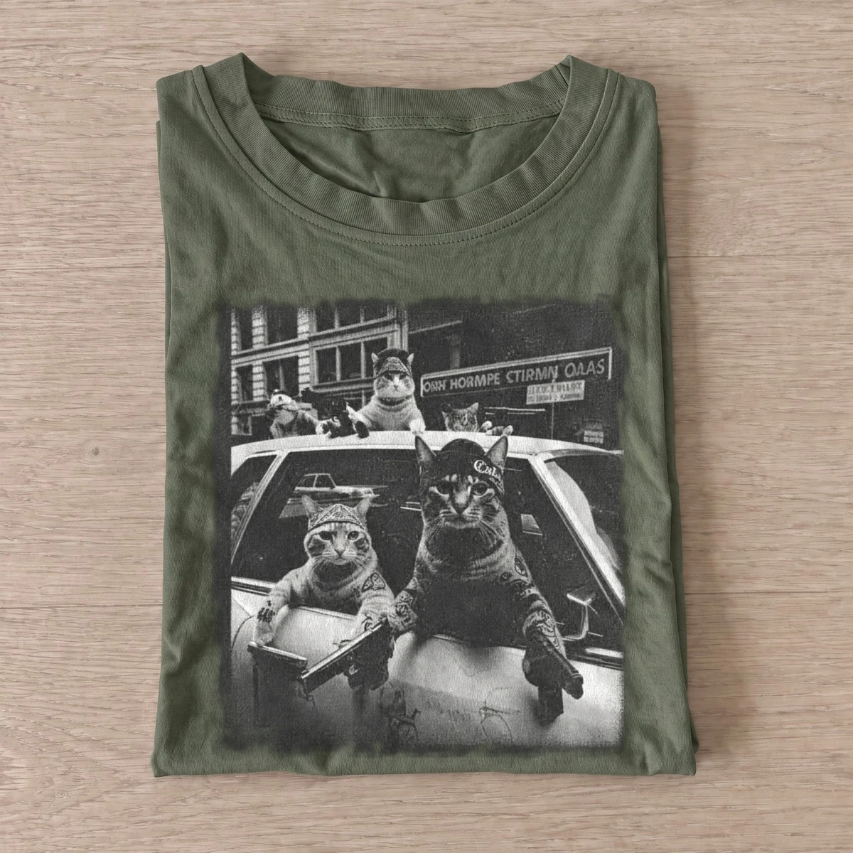 Cat taxi crew t shirt olive20cat taxi crew.webp