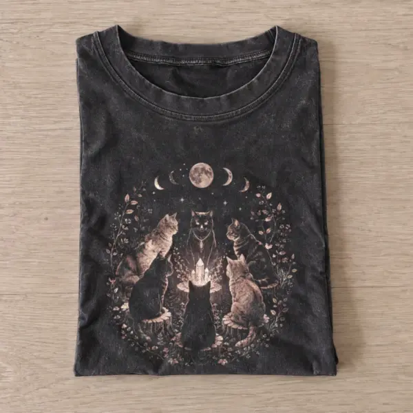Cats candle circle moon phases vintage t shirt washed20black20cats candle circle moon phases.webp