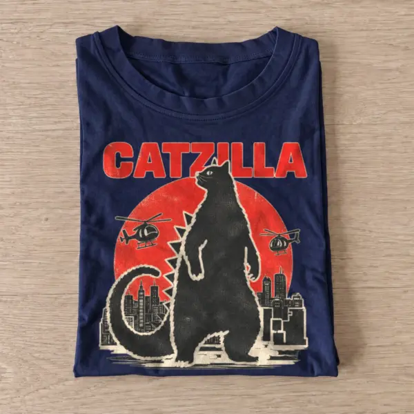 Catzilla giant cat rampage t shirt navy20giant cat rampage.webp