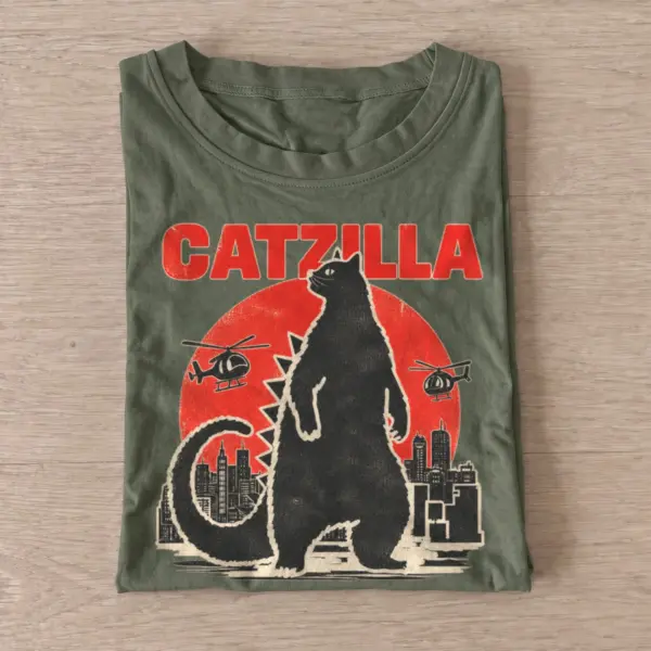 Catzilla giant cat rampage t shirt olive20giant cat rampage.webp