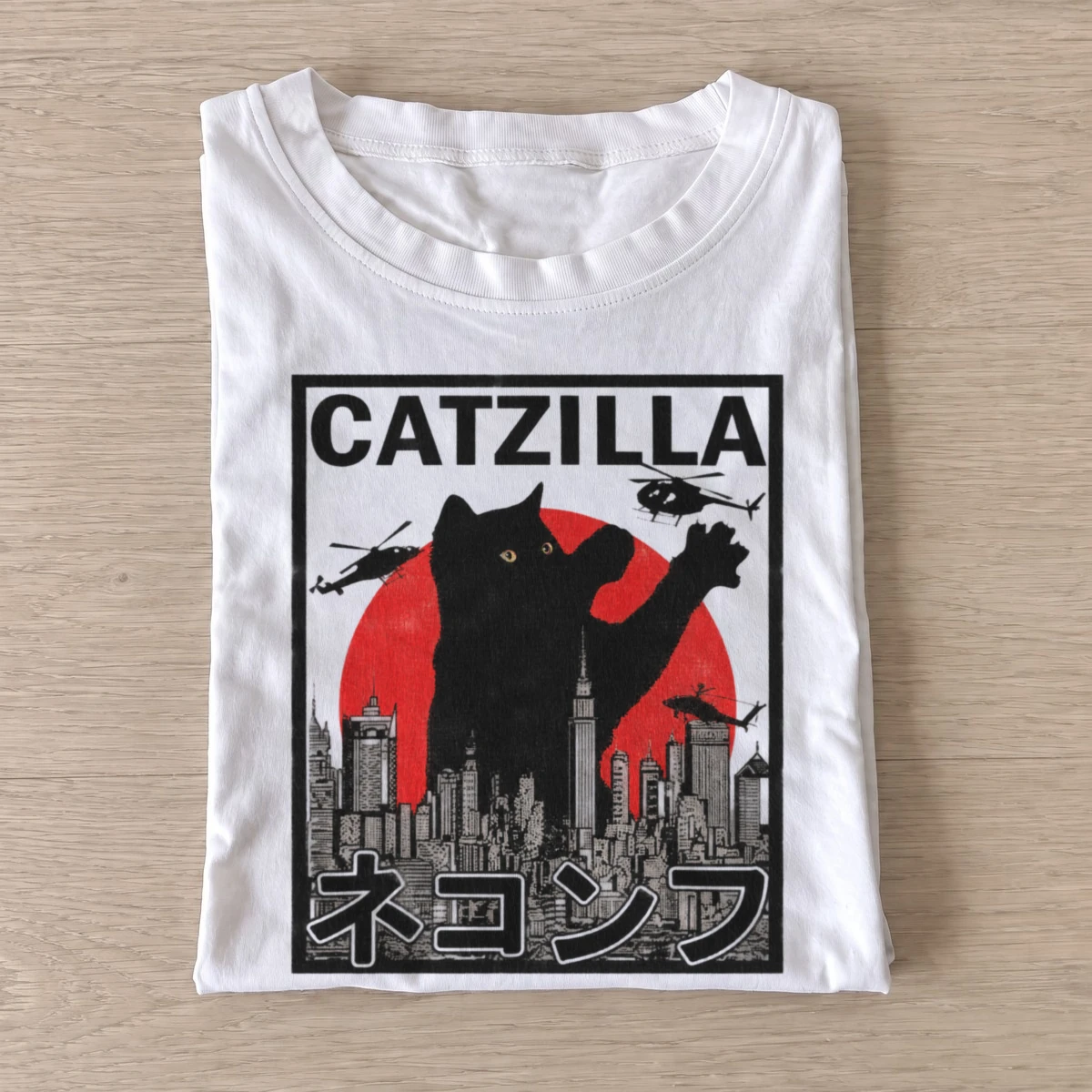 Catzilla giant city cat t shirt white20giant city cat.webp