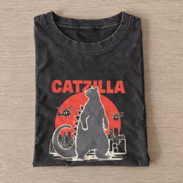 Catzilla vintage t shirt washed20black20catzilla.webp