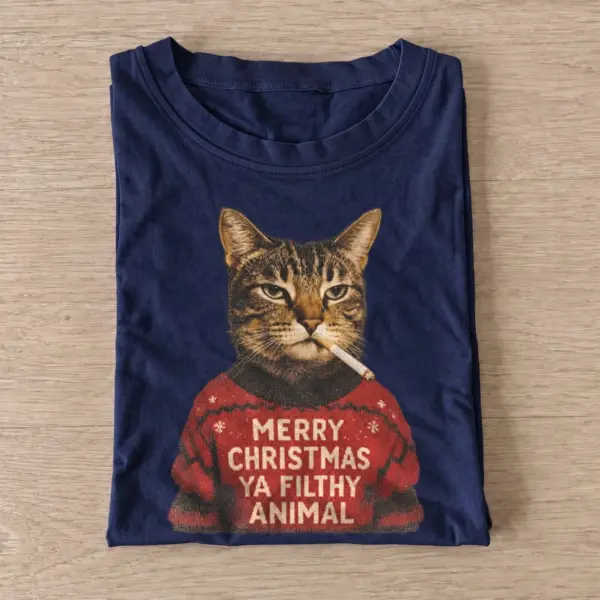 Cheeky christmas cat filthy animal t shirt navy20cheeky christmas cat.webp