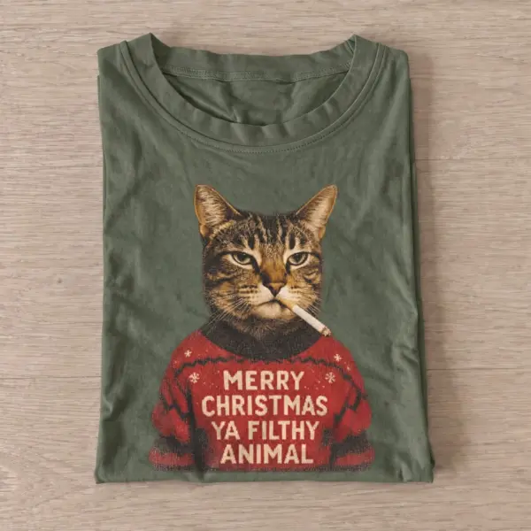 Cheeky christmas cat filthy animal t shirt olive20cheeky christmas cat.webp
