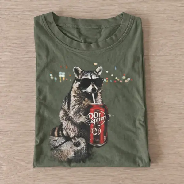Cherry soda raccoon t shirt olive20cherry soda raccoon.webp