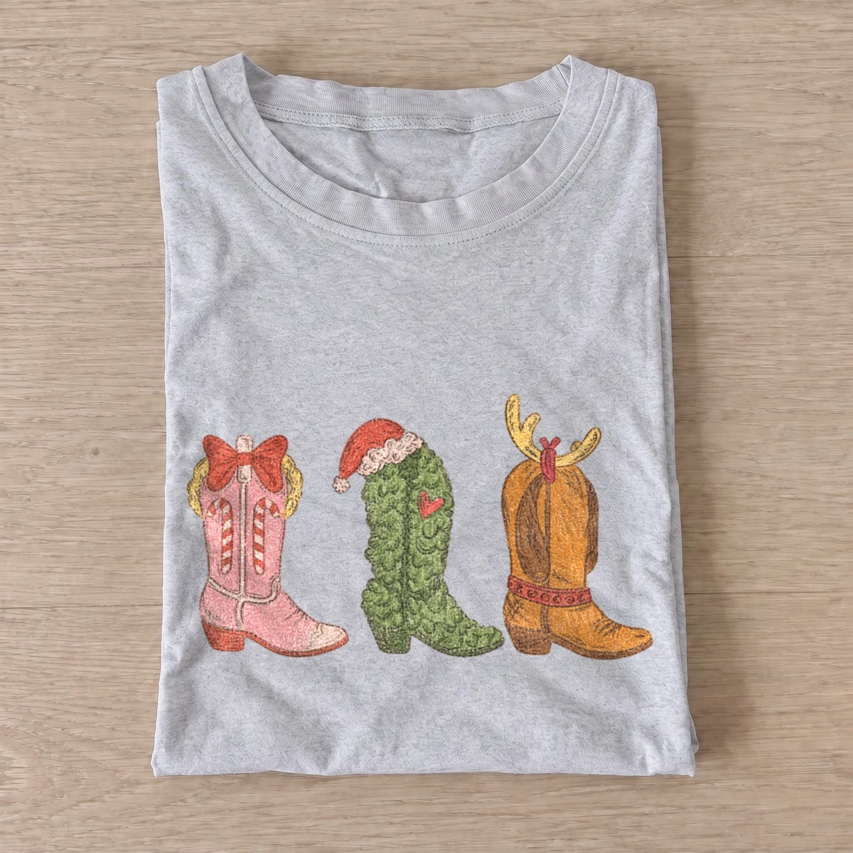 Christmas cowboy boots t shirt gray20christmas cowboy boots.webp