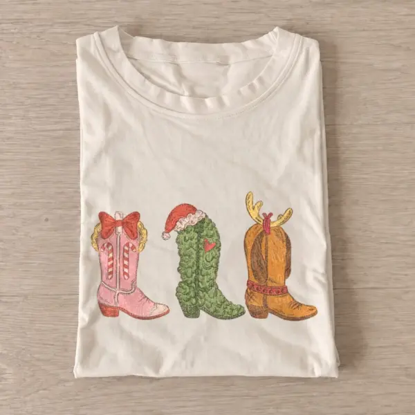 Christmas cowboy boots t shirt sand20christmas cowboy boots.webp