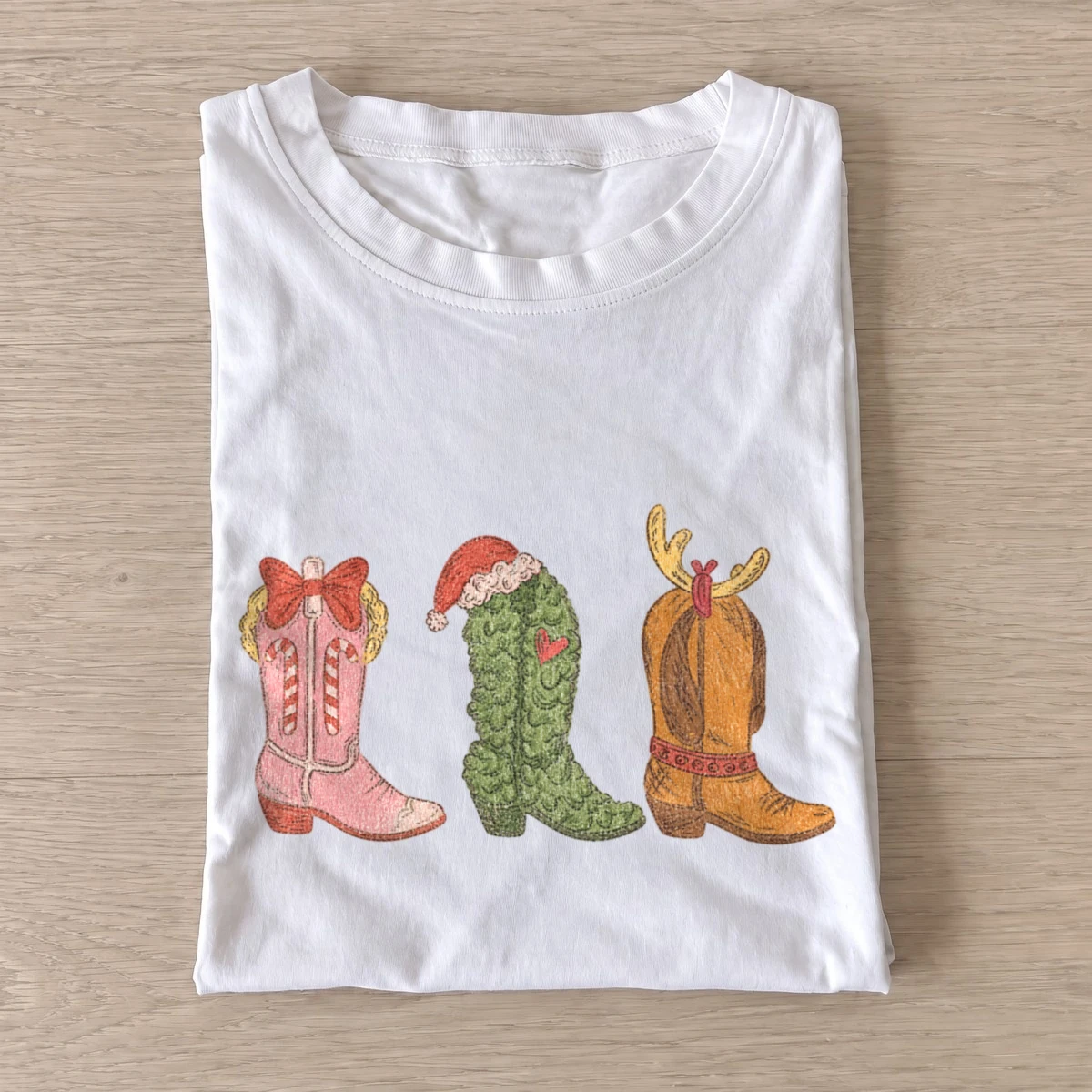 Christmas cowboy boots t shirt white20christmas cowboy boots.webp