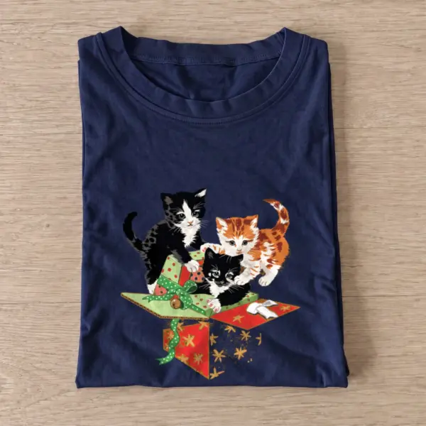 Christmas gift kittens t shirt navy20christmas gift kittens.webp