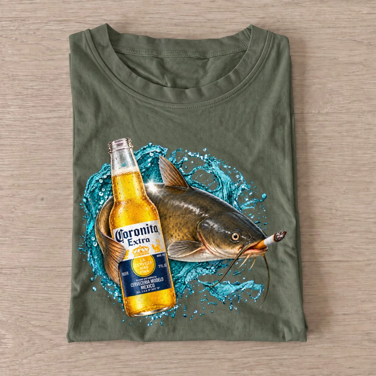 Cigar catfish lager t shirt olive20cigar catfish lager.webp