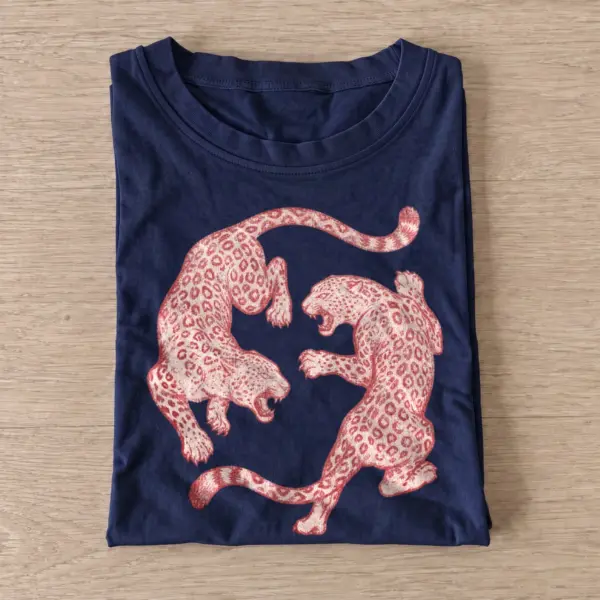 Circling pink leopards t shirt navy20circling pink leopards.webp