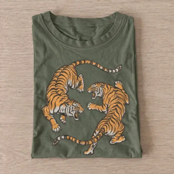 Circling tigers t shirt olive20circling tigers.webp