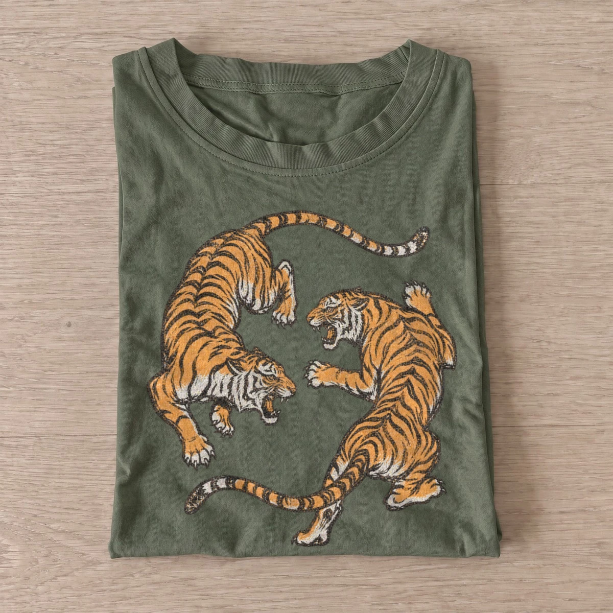 Circling tigers t shirt olive20circling tigers.webp