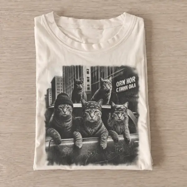 City cat crew graphic t shirt sand20city cat crew.webp
