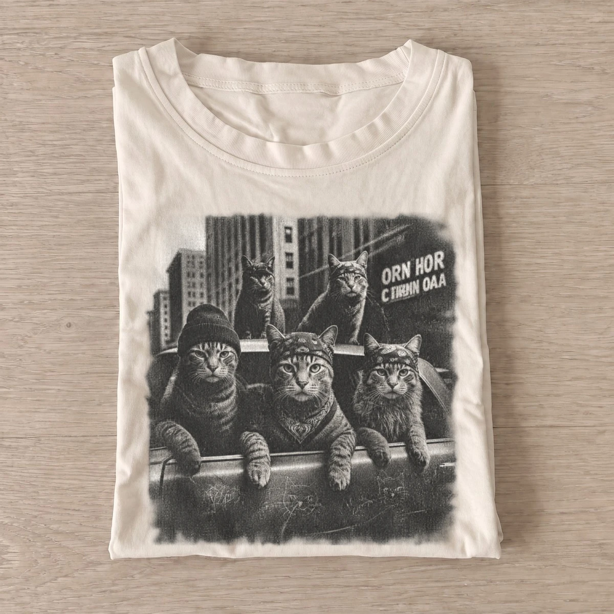 City cat crew graphic t shirt sand20city cat crew.webp