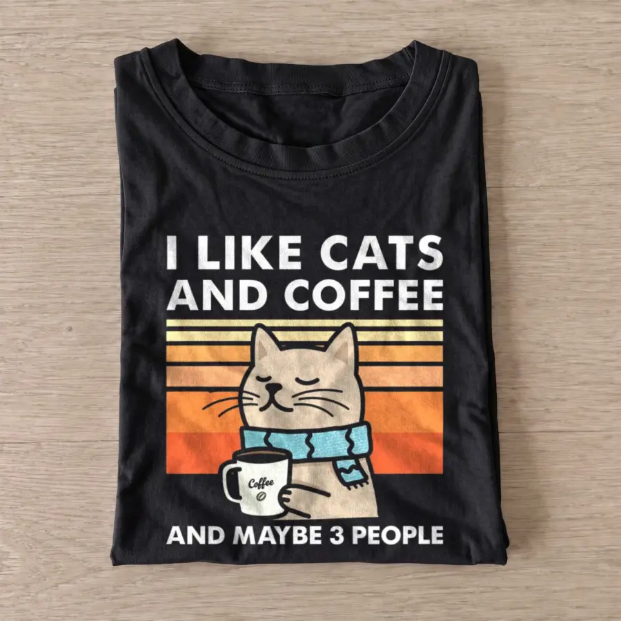 Coffee Cat Sunset Graphic T-Shirt — graphic design