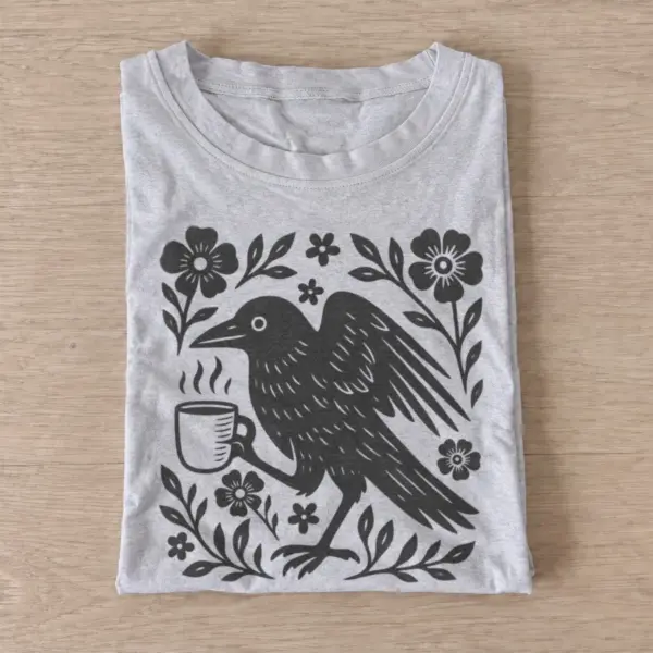 Coffee crow florals t shirt gray20coffee crow florals.webp