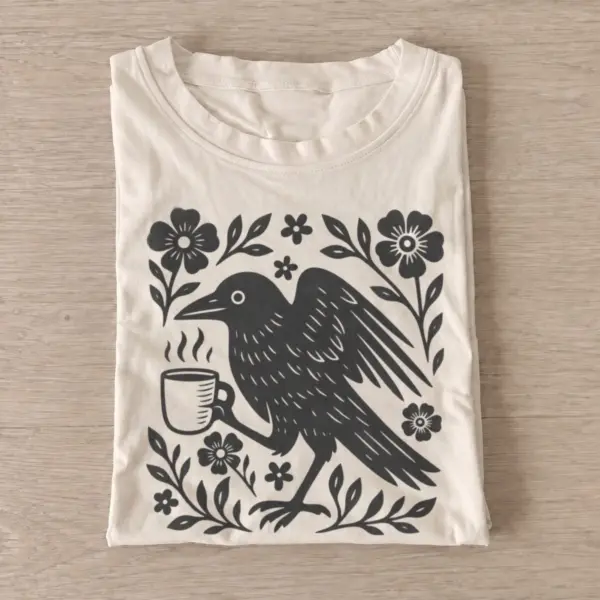 Coffee crow florals t shirt sand20coffee crow florals.webp