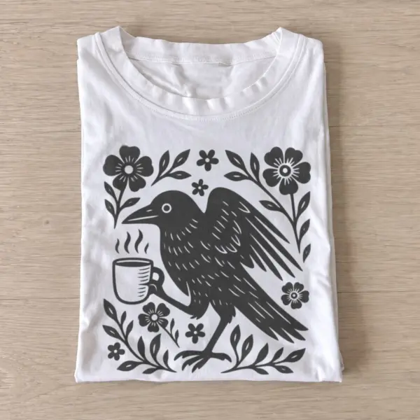 Coffee crow florals t shirt white20coffee crow florals.webp