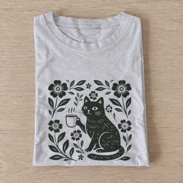 Coffee garden cat t shirt gray20coffee garden cat.webp